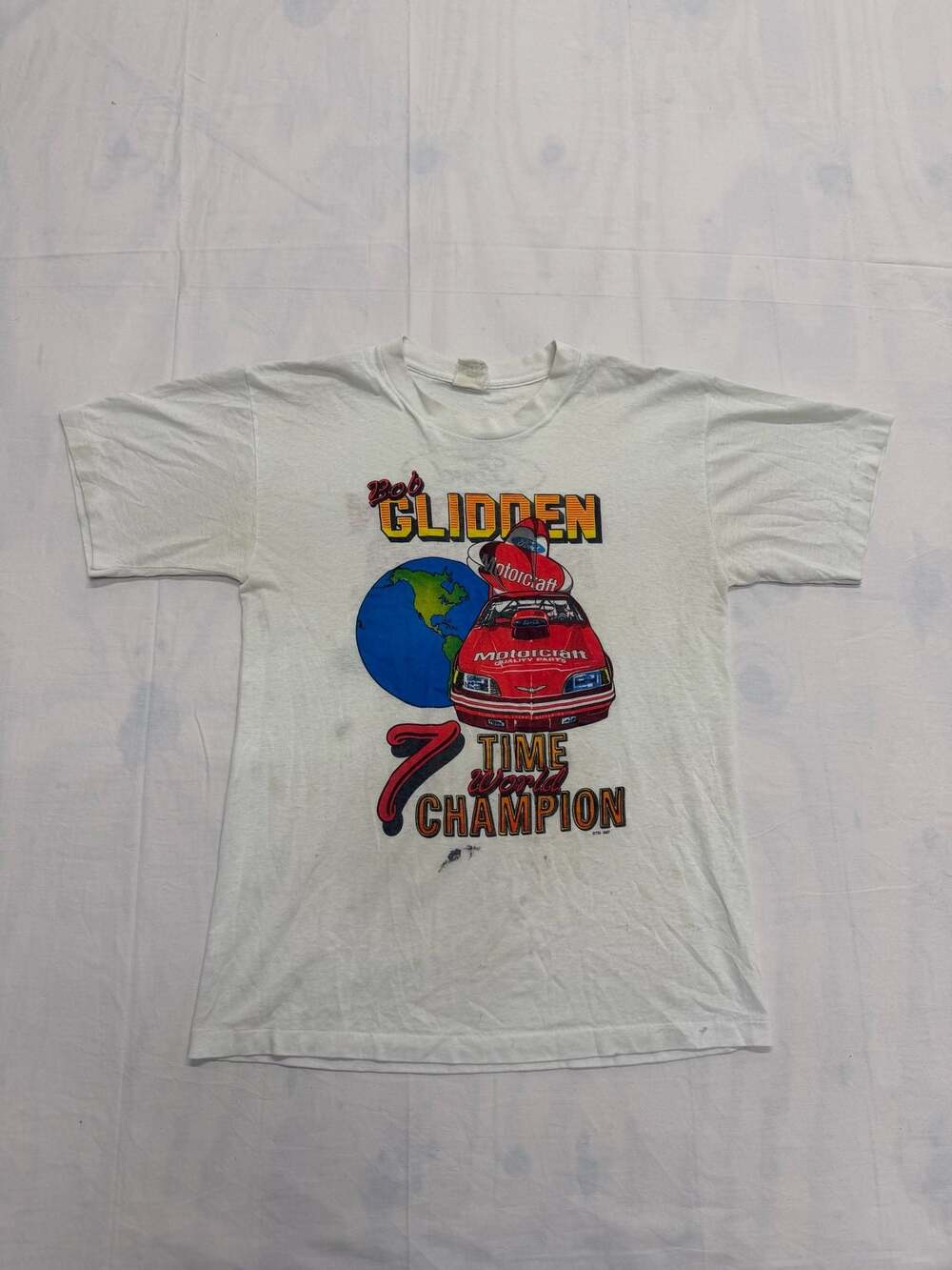 Vintage 1987 Bob Glidden Motorcraft 7 Time World Champion Racing T-Shirt